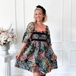Tapestry Puff Sleeve Dress